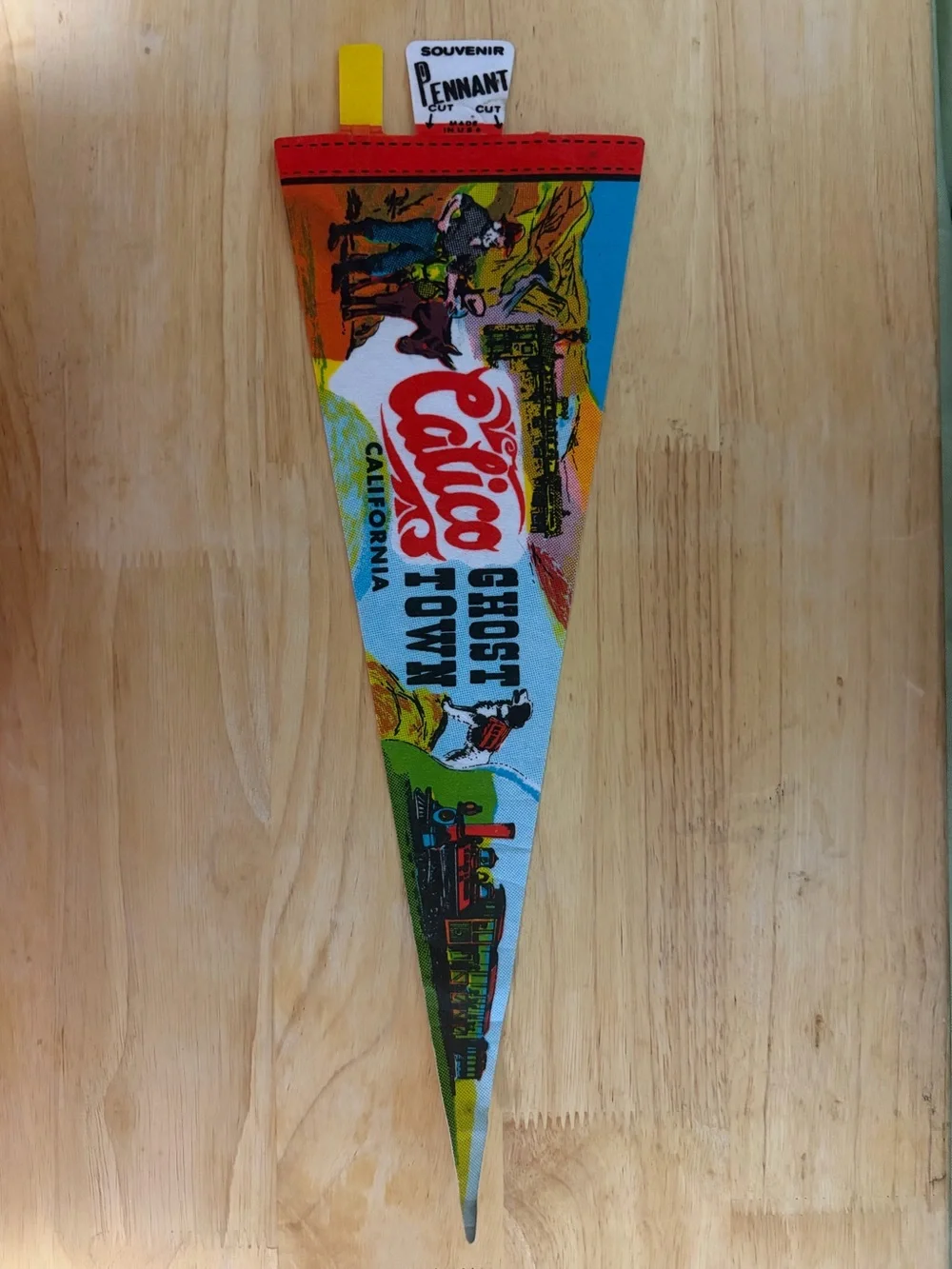 Calico California Vintage Wall Pennant in Blue and Red